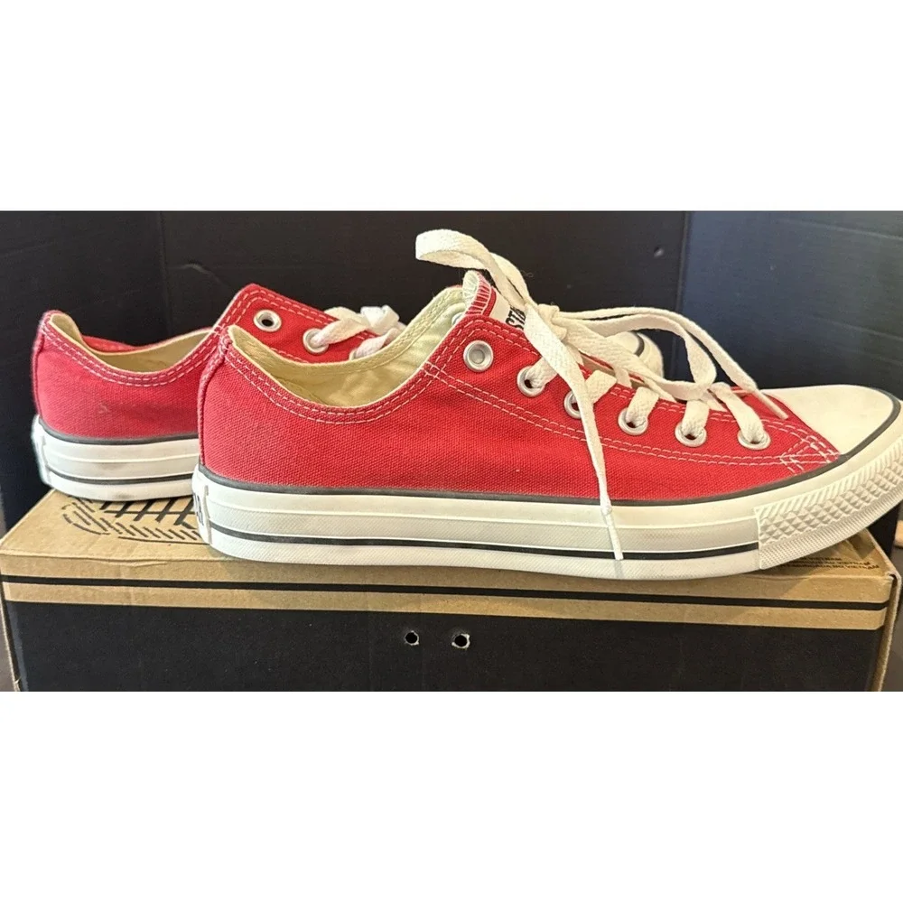 Converse All Star Chuck Taylor Womens 10 Mens 8 Canvas Low Top Red Sneakers NEW - Picture 3 of 11